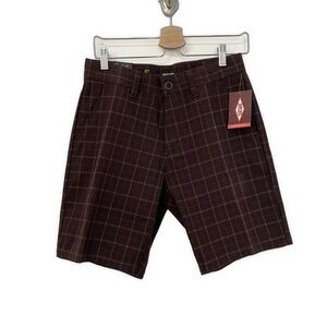 Brixton -Men's Dark Brown Plaid Choice Chino Shorts- 28